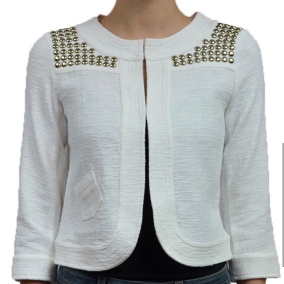 Generation Love Anita Studded Cropped White Blazer NEW - Picture 6 of 13